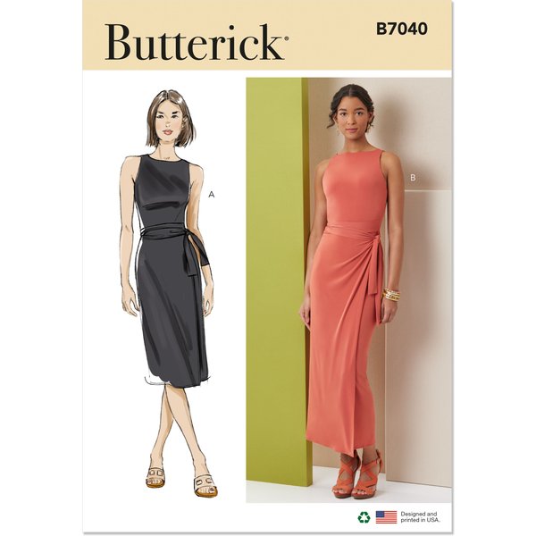 Patron Butterick 7040 Y5 (46-54) - Robe Cache-Coeur Sans Manches-image