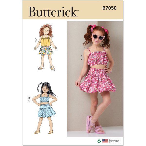 Patron Butterick 7050 (3-8) - Ensemble top volanté et jupe circle