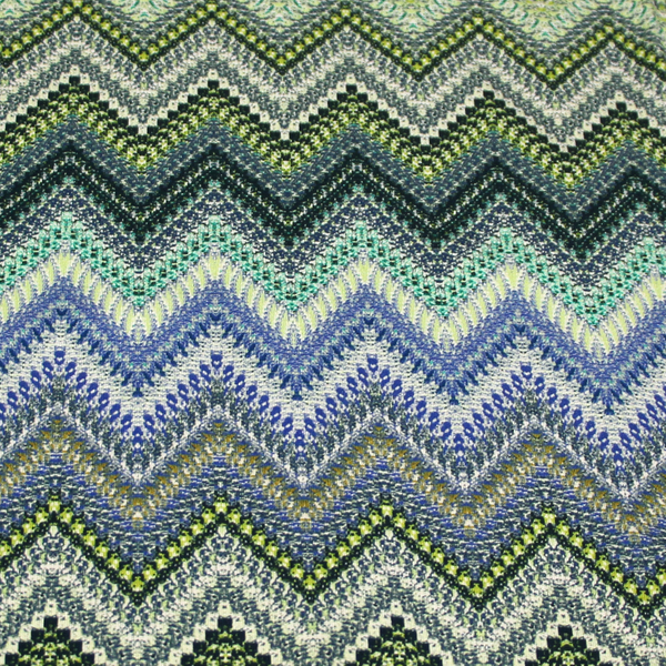 Jersey viscose & élasthanne - Chevron bleu & vert
