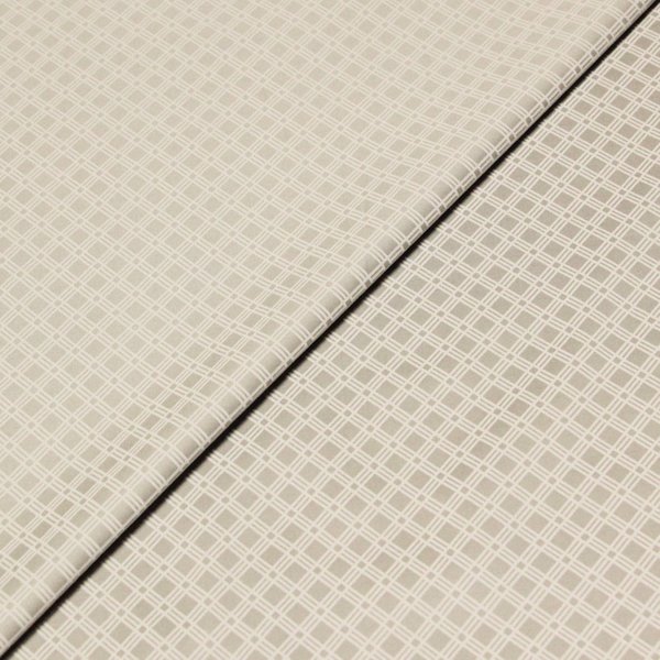 Satin Coton & éLasthanne - Quadrillage Blanc Fond Beige-image
