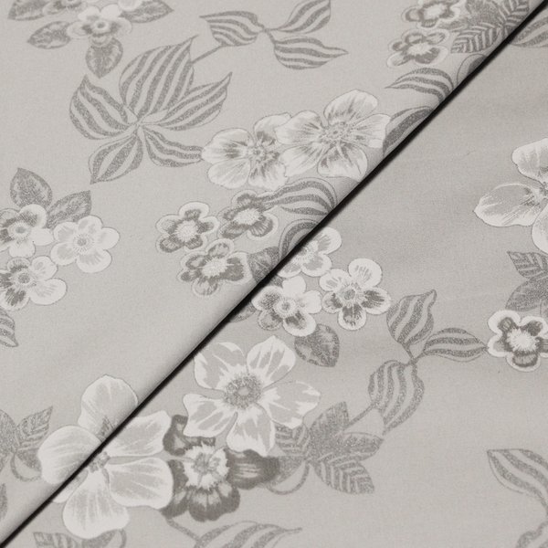Gabardine Coton & éLasthanne - Fleurs Brillantes Fond Gris-image
