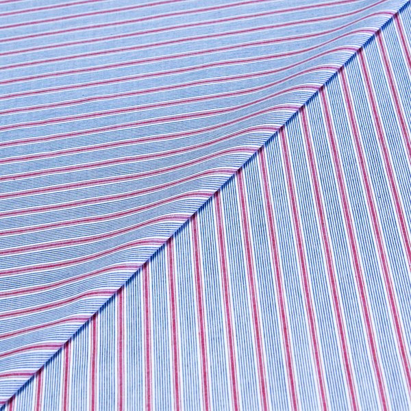 Popeline 100% Coton - Rayure éPaisseur Variable Bleu Rouge Blanc-image