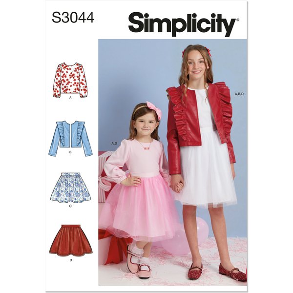 Patron Simplicity 3044.HH (3-6) - Ensemble Enfant : Veste à Volants, Hauts & Jupes-image