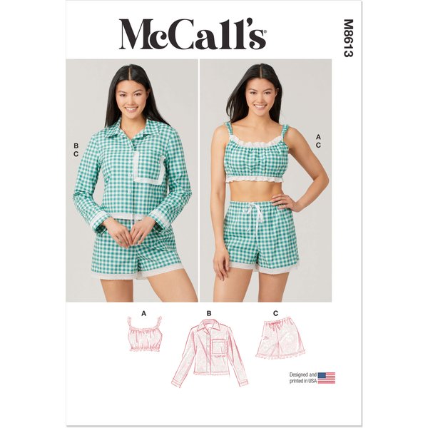 Patron McCall's 8613.A (32-54) - Bralette, Chemise et Short Coordonnés