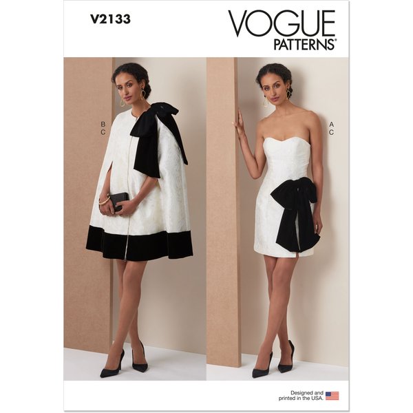 Patron Vogue 2133/H5 (34-42) - Cape Courte & Robe AjustéE Avec NœUd Amovible-image