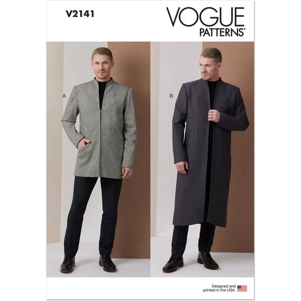 Patron Vogue 2141 Aa (46-54) - Veste Homme DoubléE Deux Longueurs-image