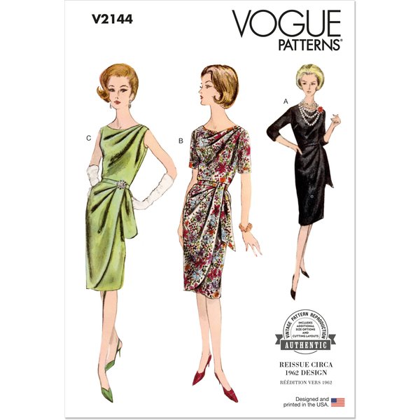 Patron Vogue 2144/B5 (36-44) - Robe DrapéE Vintage Et Ceinture-image
