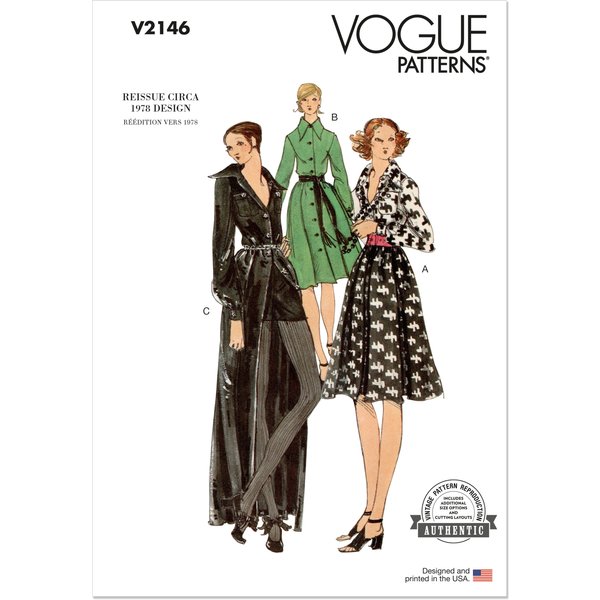 Patron Vogue 2146/Y5 (46-54) - Robe BoutonnéE Style Vintage 70S-image