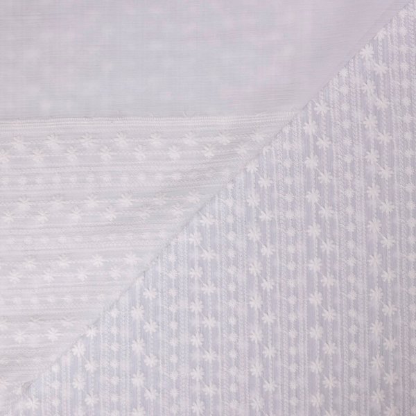 Mousseline crinckle brodée – Fleuri blanc optique