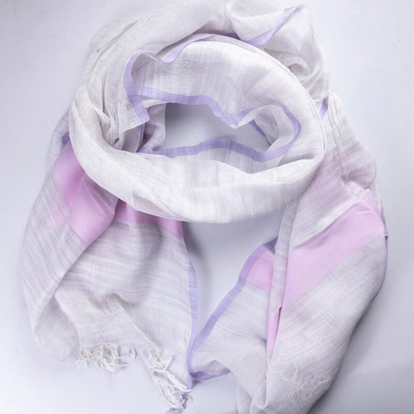 Étole soie & coton – Rayure rose