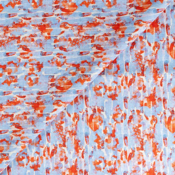 ÉToffe De Lin & Viscose - Abstrait Bleu & Rouge-image