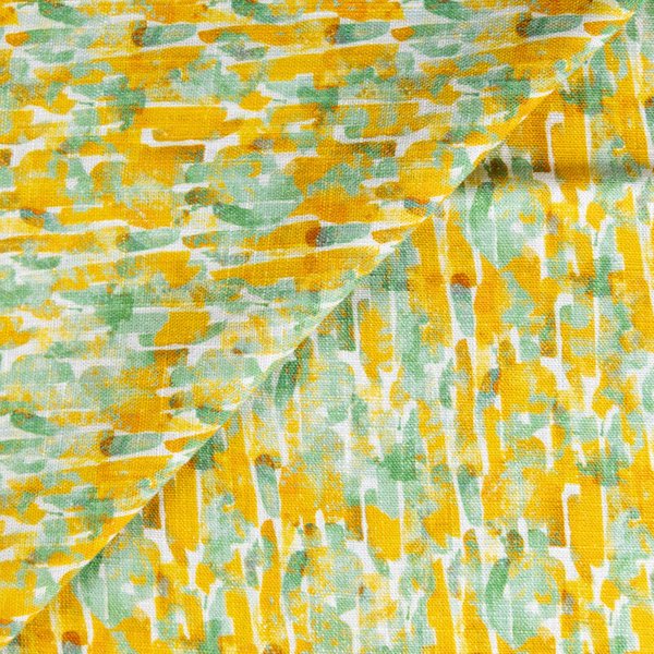 ÉToffe De Lin & Viscose - Abstrait Vert & Jaune-image