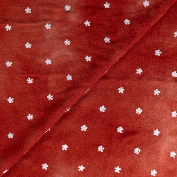CrêPon 100% Viscose – Tie And Dye Terracotta BrodéE Petites Fleurs-image