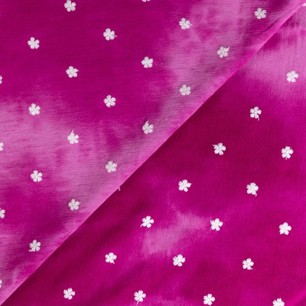 CrêPon 100% Viscose – Tie And Dye Violet BrodéE Petites Fleurs-image