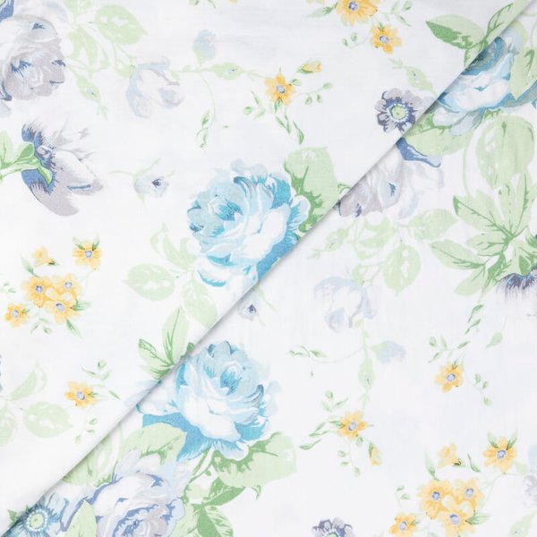 Jersey Viscose & éLasthanne - Fleurs Bleues Romantiques-image