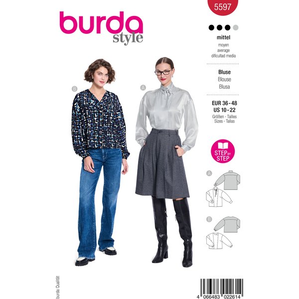 Patron Burda n°5597 - Chemisiers asymétriques