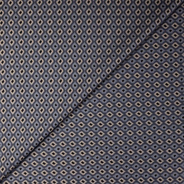 Maille Milano bi-stretch – Petits losanges gris, beige et noir
