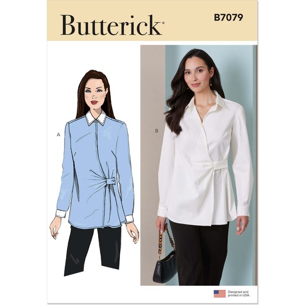 Patron Butterick N°7079 – Haut Portefeuille Drapé AsyméTrique – N5 (38-46)-image