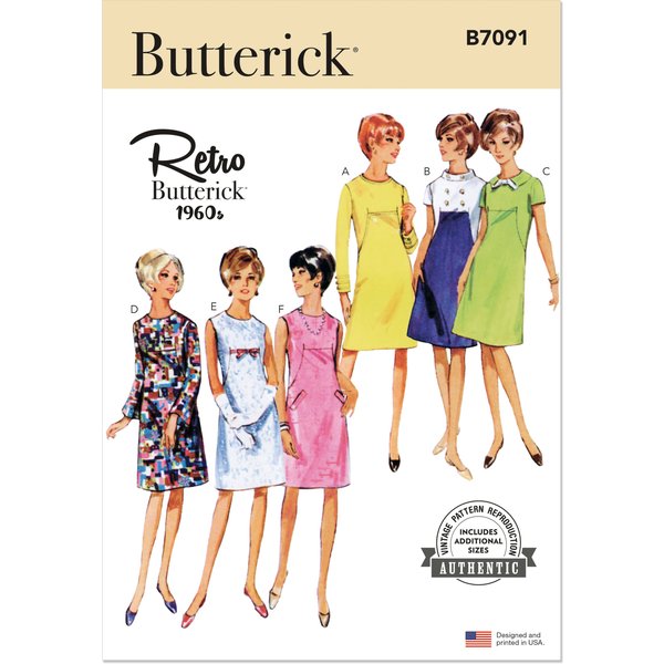 Patron Butterick N°7091 – Robe Vintage AnnéEs 1960 – Y5 (46-54)-image
