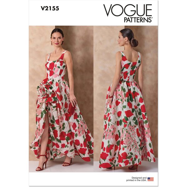 Patron Vogue N°2155 – Robe De SoiréE AsyméTrique à Rose DrapéE – R5 (42-50)-image