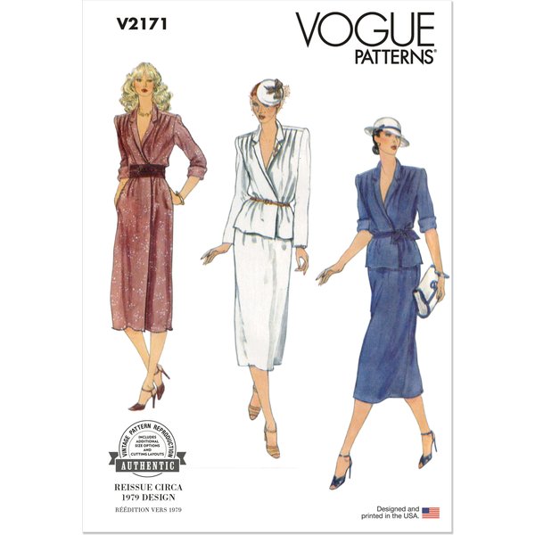 Patron Vogue N°2171 – Robe, Haut Et Jupe Vintage AnnéEs 1970 – Y5 (46-54)-image