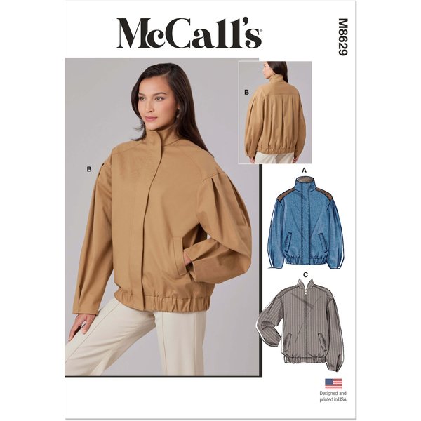 Patron McCall's n°8629 – Veste blouson ample doublée – B7 (34-46)