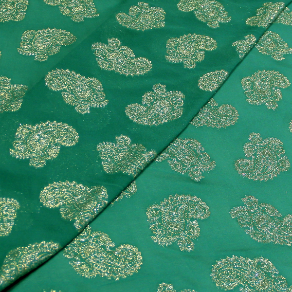 Mousseline de soie jacquard lancé découpé - Cachemire vert