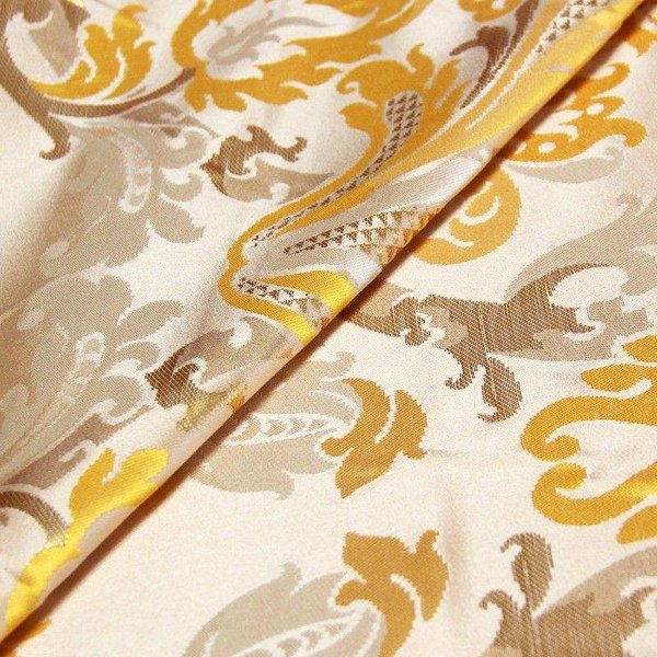 Tissu Brocart - Motif Baroque Jaune & Doré-image