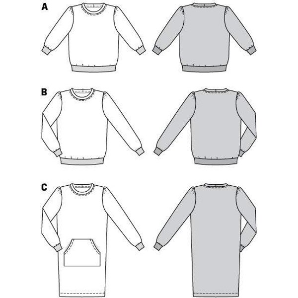 Patron Burda 6109 - Sweat-Shirts ou Robe en maille ou jersey