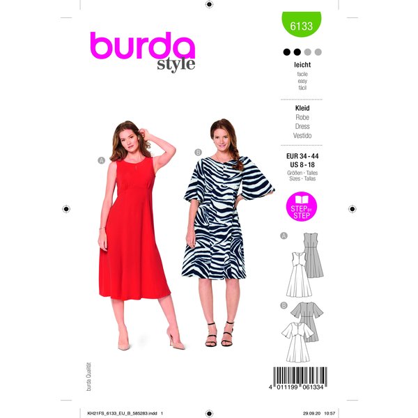 Patron Burda 6133 - Robes stylées avec jupe virevoltante