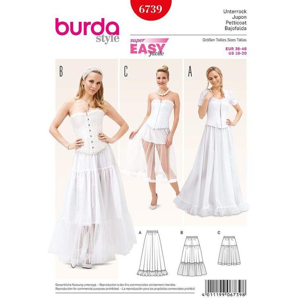 Patron Burda Carnaval 6739 - DéGuisement Historique Jupon Femme-image