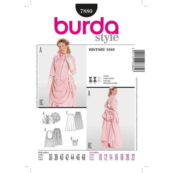 Patron Burda Carnaval 7880 - DéGuisement Historique Robe éPoque 1880-image