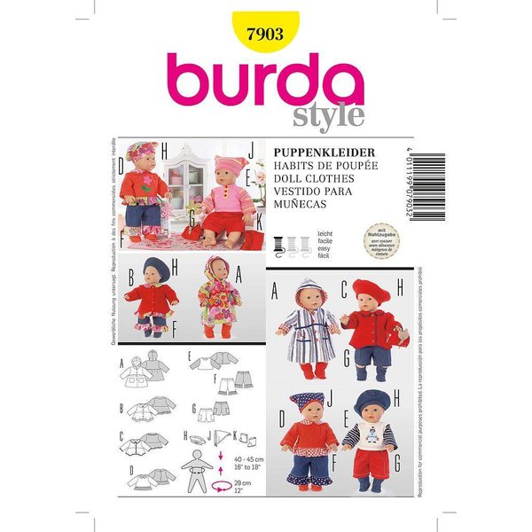 Patron Burda Creative 7903 - Robes de poupées