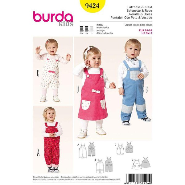 Patron Burda 9424 - Kids Salopette et robe