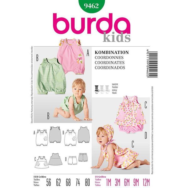 Patron Burda 9462 - Kids Ensemble bébé