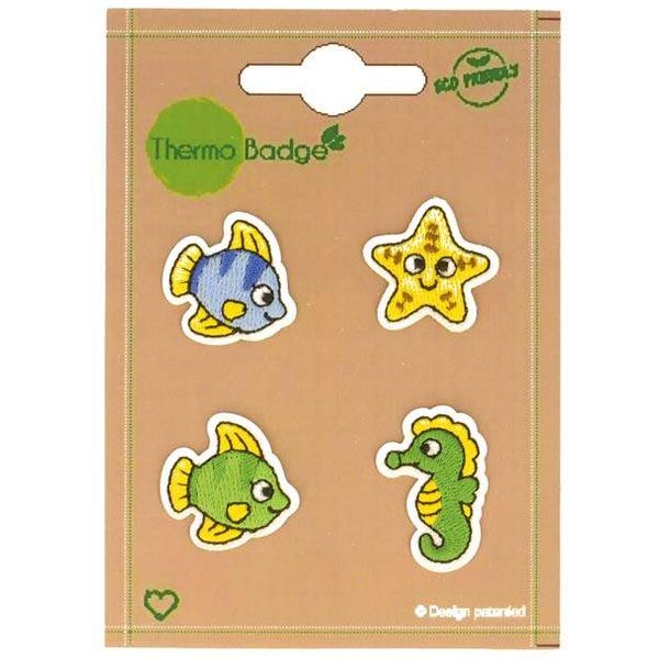Ecusson thermocollant - Poissons, étoile & hoppocampe