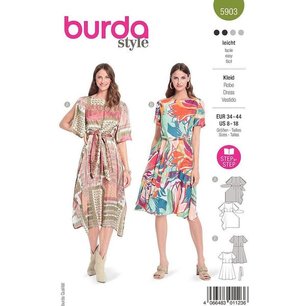 Patron Burda 5903 - Robe avec jupe a pointe