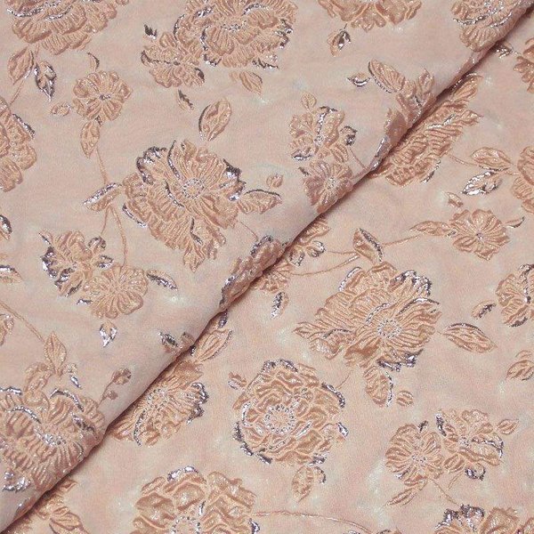 Tissu Brocart - Fleuri Rose Ton Sur Ton-image