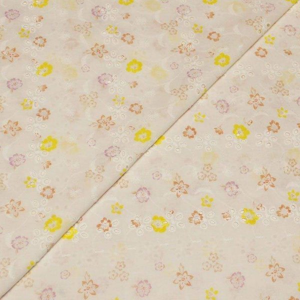 Broderie Anglaise 100% Coton - Fleuri Multicolore-image