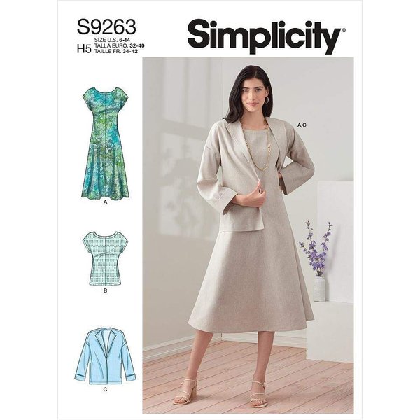 Patron Simplicity 9263.U5 - Ensemble Robe, Veste et Top Femme