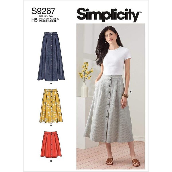 Patron Simplicity 9267.H5 - Jupe éVaséE, Boutonnage Devant-image