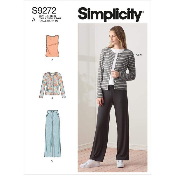 Patron Simplicity 9272.A - Ensemble Maille Cardigan, Top Et Pantalon-image
