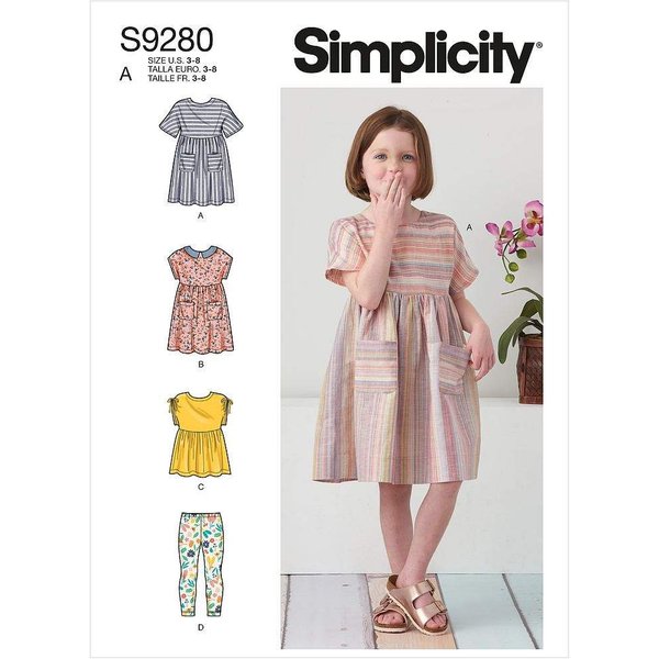 Patron Simplicity 9280.A - Ensemble Fille Top, Robe & Legging-image