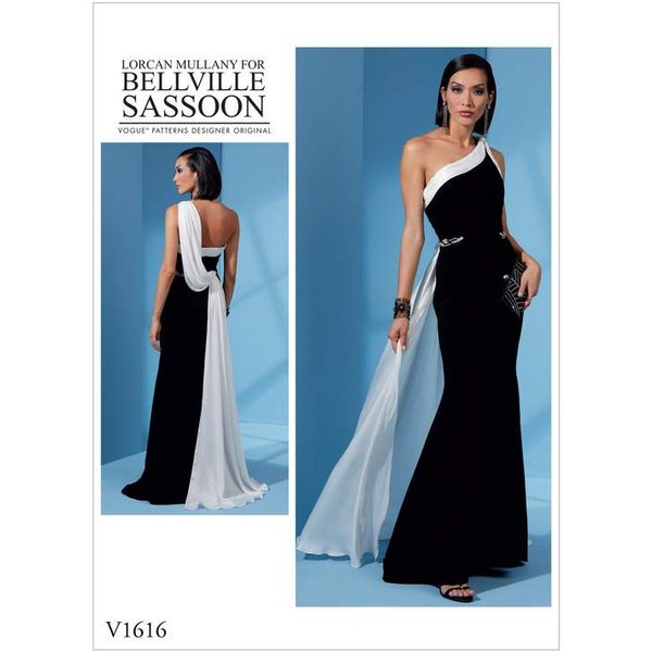 Patron Vogue 1616 A5 - Robe Une éPaule Moulante Avec Drapé Et TraîNe-image