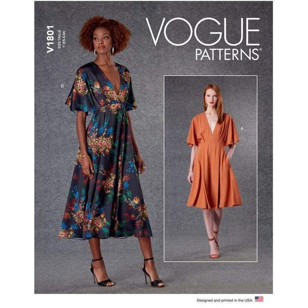 Patron Vogue 1801 Y - Robe éVaséE à Col V Avec Couture Sous-Buste-image