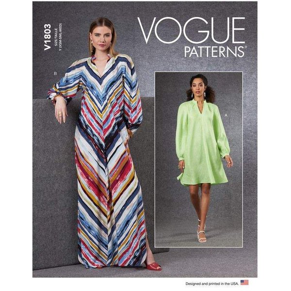 Patron Vogue 1803 Zz - Robe éVaséE Avec Col Montant Et Manches Raglan Volumineuses-image