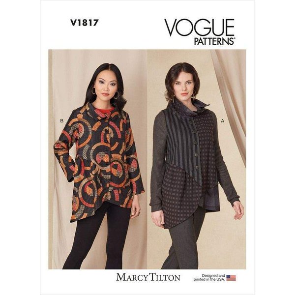 Patron Vogue 1817 B5 - Veste Femme AsyméTrique Avec Col Montant-image