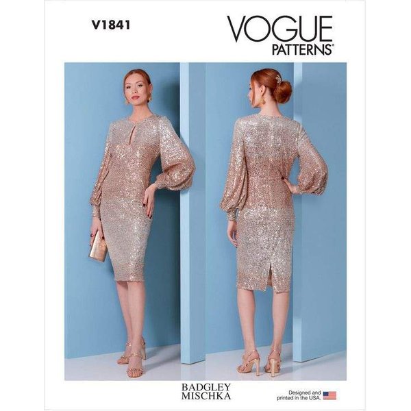 Patron Vogue 1841 F5 - Robe De SoiréE CintréE à Manches Volumineuses-image