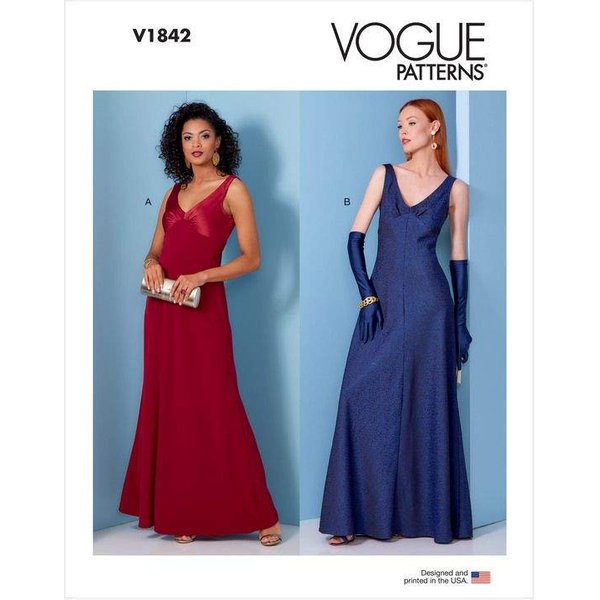 Patron Vogue 1842 B5 - Robe De SoiréE Longue Sans Manches à DéCoupe Sous-Buste-image