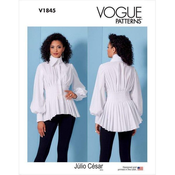 Patron Vogue 1845 F5 - Chemisier à Plis, Col Montant Et Manches Volumineuses-image